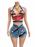 💗 Rebel Doll Denim Shorts Set