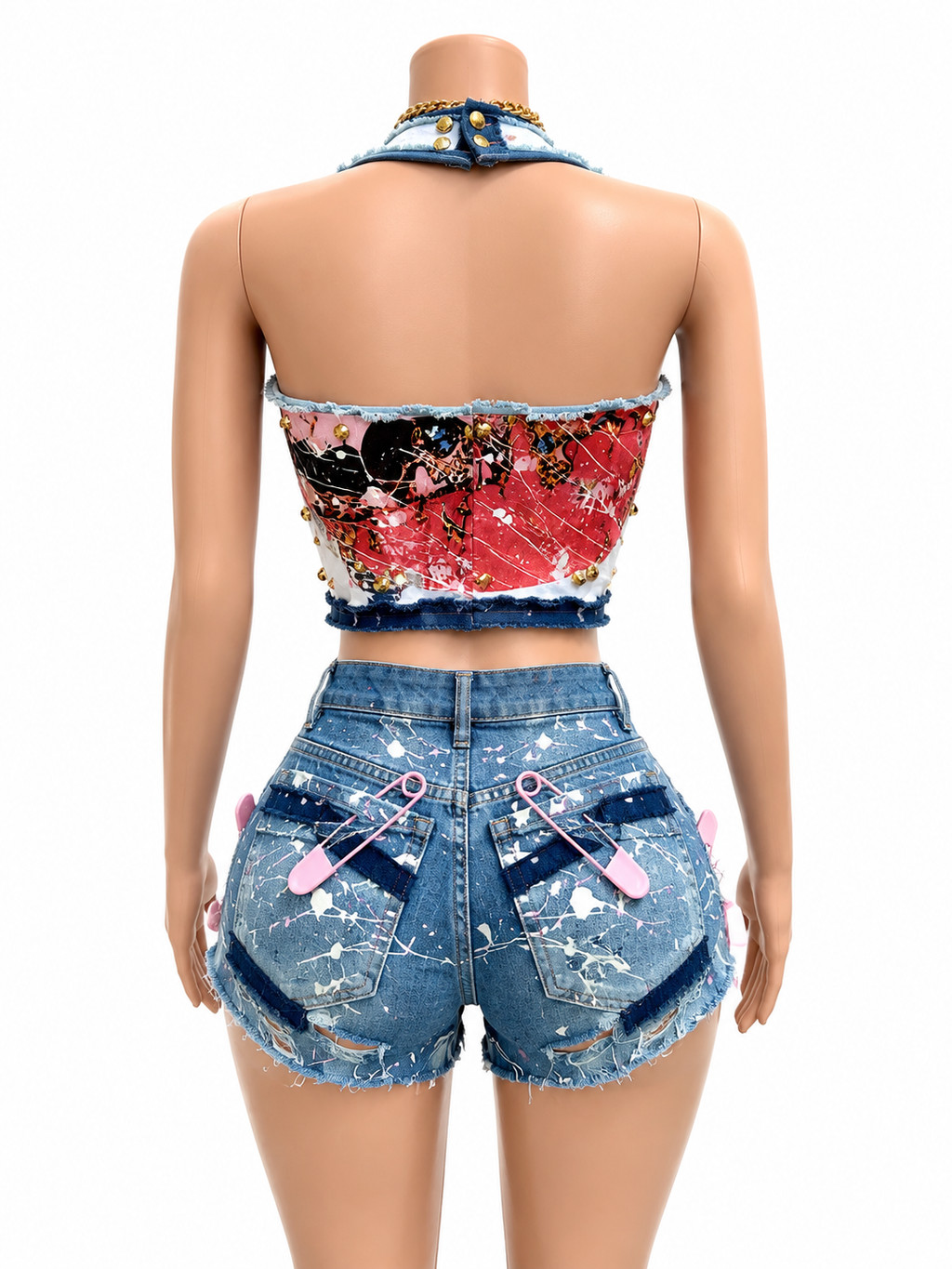 💗 Rebel Doll Denim Shorts Set
